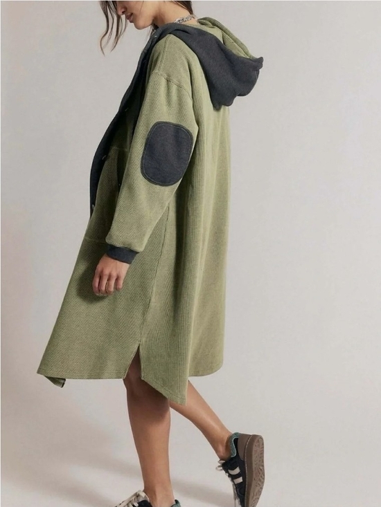 Free People Sweaters - NWT Free People Tomorrows Sweatshirt Cardigan Green Ribbed Longline Jacket XS